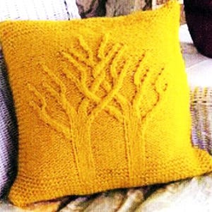 Tree of Life Pillow Cushion Cover 14&quot; x 14&quot; & 18&quot; x 18&quot; - Aran and Bulky Chunky 12 Ply (See Description) Knitting Pattern PDF download