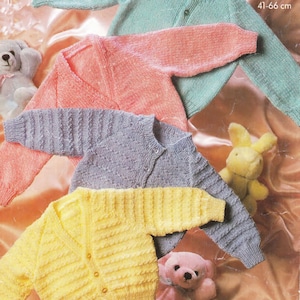 Baby Easy Patterned or Plain Cardigans- - DK ( 8 ply ) 16 - 26&quot; Instant Download Knitting pattern