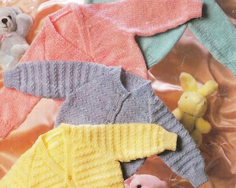 Baby Easy Patterned or Plain Cardigans- - DK ( 8 ply ) 16 - 26" Instant Download Knitting pattern