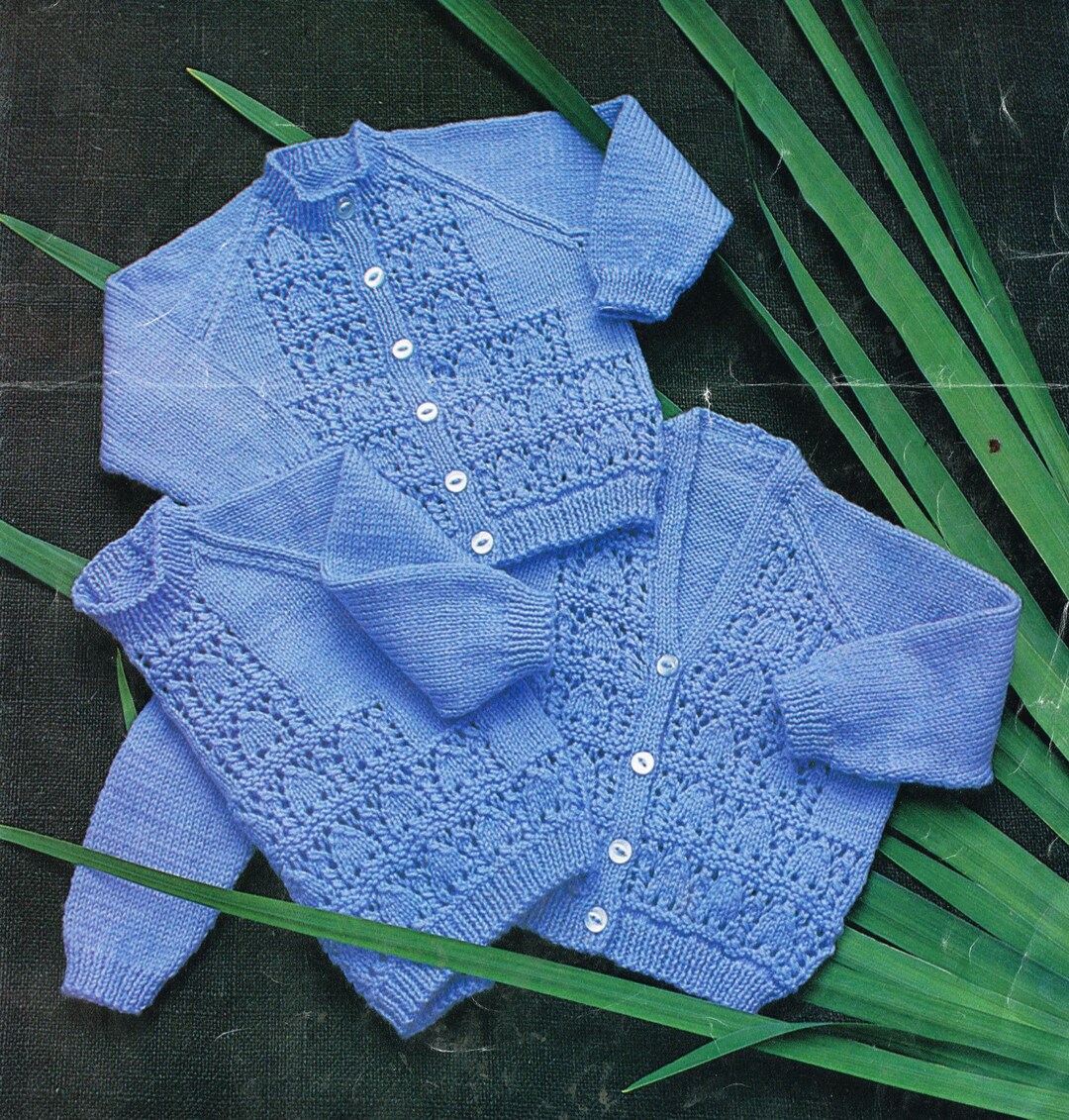 Baby Cardigans & Sweater Knit in DK8 Ply Fits Chest 2228 Download PDF