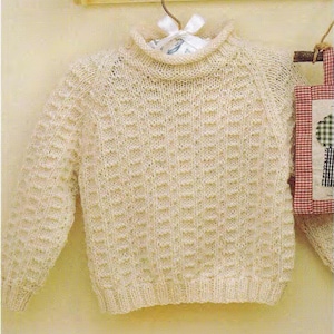 Baby Roll Neck Easy Raglan Textured sweater- Jumper in DK 8 Ply -Knitting Pattern PDF Downloadable pattern - Fits   Birth to 6 years- Easy