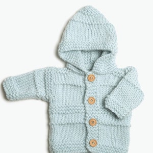 Baby Very Easy Hooded Jacket for a Boy- Girl- Knitting Pattern - Chunky ~ Bulky wool )  Knitting pattern- Fits Birth- 6 Months- Download PDF