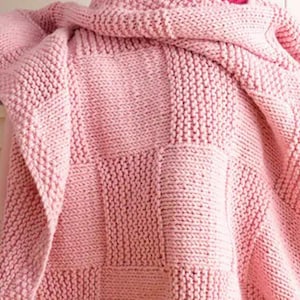 Easy Super Chunky Baby Blanket Seed St & Basket pattern- Knitted in Chunky- Super  wool-  30 x 33 &quot; Knitting pattern Download PDF