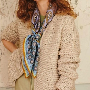 Womans Loose Fit Garter Stitch Open front Cardigan Knitting Pattern Aran 10Ply worsted Yarn Knitting Pattern PDF Download 36&quot;-46&quot; easy Knit