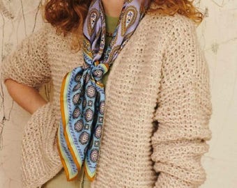 Womans Loose Fit Garter Stitch Open front Cardigan Knitting Pattern Aran 10Ply worsted Yarn Knitting Pattern PDF Download 36"-46" easy Knit