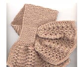 Easy Beginner Womans Miss Marple Lacy Cris-Cross Neckwarmer also Garter Stitch Version - DK Knitting Pattern PDF Instant download