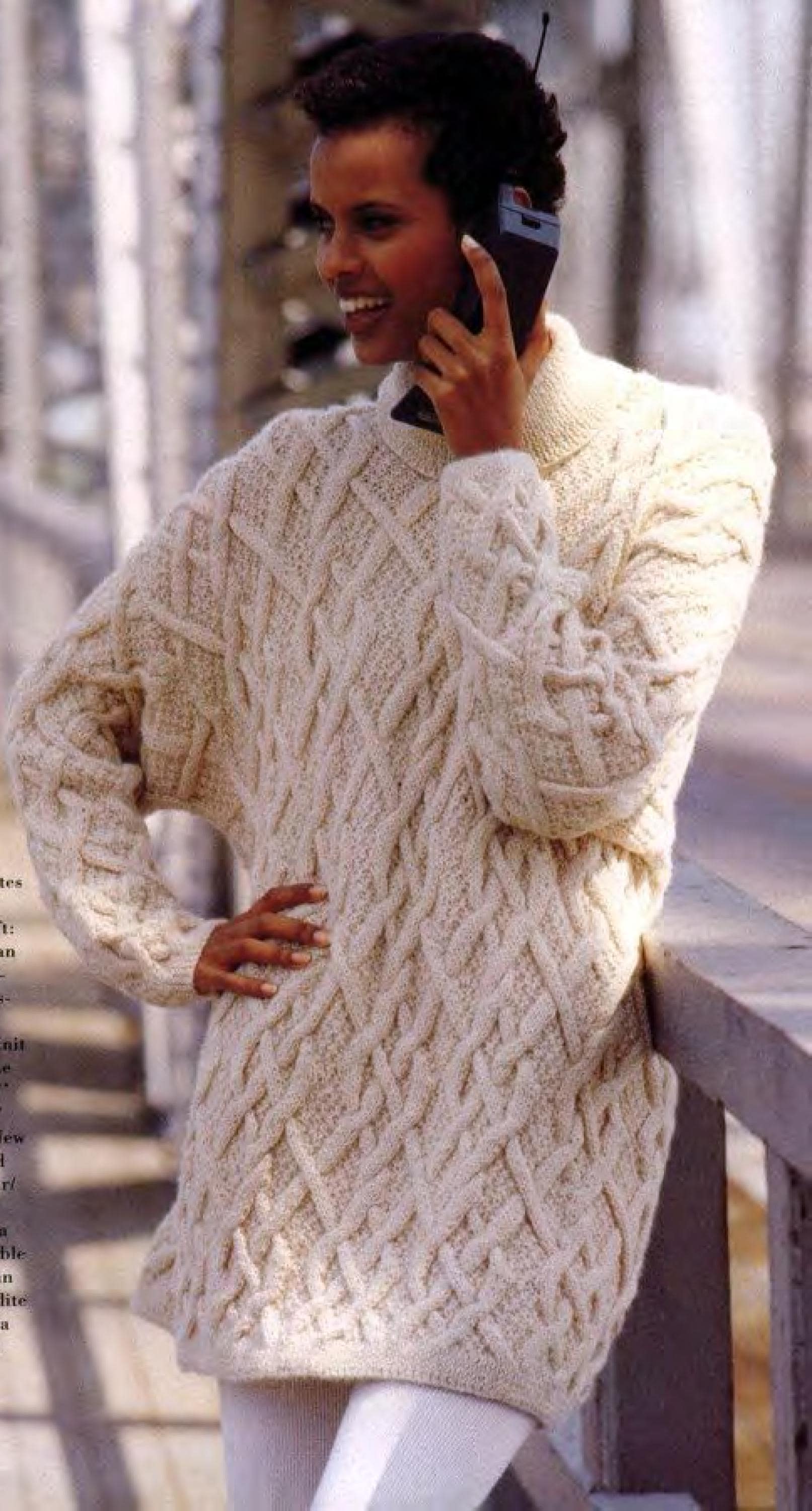 Woman's Oversize Loose Fit Chunky Style Cable Long S Sweater- DK 8