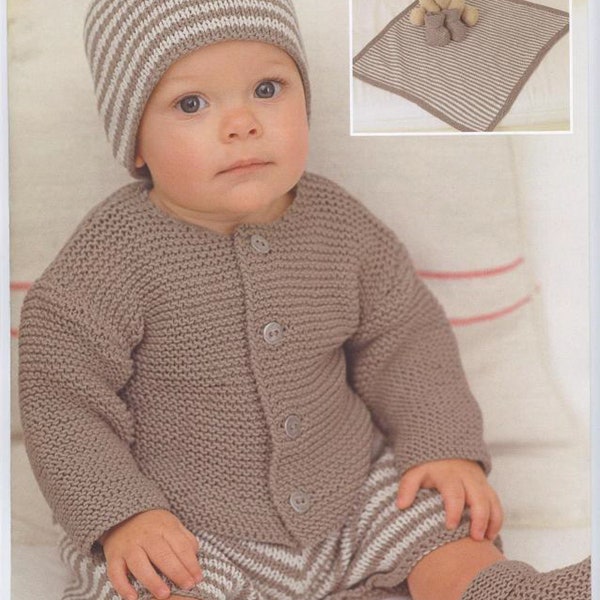 Baby Easy Garter stitch -jacket -Pants- Blanket-Hat & Boots- DK 8 ply Light worsted 13 - 20" (0-12 months) Instant Download Knitting pattern