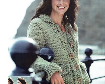 Woman's Easy Super Bulky / Super Chunky Thick Quick Knit Jacket- Instant download PDF Knitting Pattern