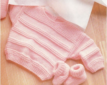 Popular Very Easy baby Jumper and Socks DK ( 8PLY ) Yarn Fits from 3 months up to 9 months- Knitting pattern  Download PDF