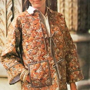Easy Quilted Boxy Jacket Kimono Womens S-M-L 108-116cm Hip Size ~ Sewing Pattern PDF Instant download