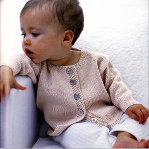 Boy's Girl's Baby Jacket Cardigan- Moss stitch bands Sport - 5 ply Ply- 19" - 27" ( 0-36 months)-- Knitting Pattern Download PDF