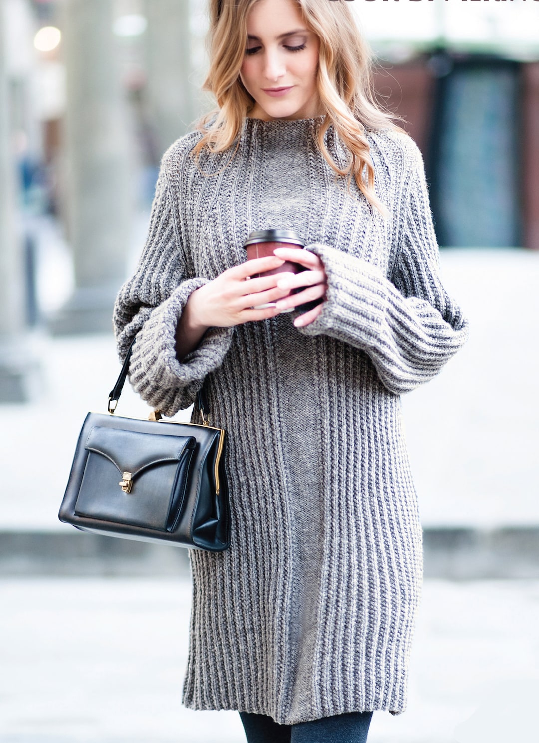 Round Neck Long Sleeves 100% Wool Knitted Dress