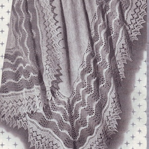 Vintage Shetland Shawl Knitting Pattern-  Knitted in 2 ply Fingering yarn- Measures 60 x 60 &quot; Download PDF Heirloom pattern