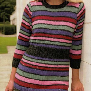 Women's Cardigan Sweater Jumper Ribbed Knit Tunic Button Knitted Striped V Neck main image 1