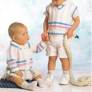 Baby Garter stitch & Cable Cardigan with collar - waistcoat- slipover Multi colour  DK-8ply Light worsted Knitting pattern Download PDF