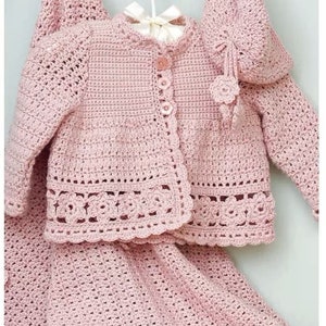 Baby Crochet Cardigan Jacket Hat & baby blanket Crochet Pattern dk 8ply - Download PDF 0-18 m-  See notes IN main description # Experienced#
