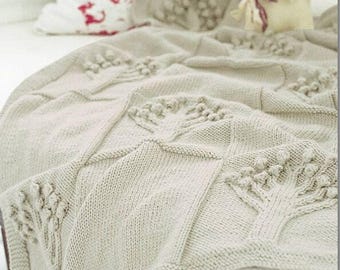 Heirloom  Apple Tree Afghan Blanket Throw Baby Blanket ~ DK 8 Ply Light Worsted Wool Instant PDF Download Knitting Pattern