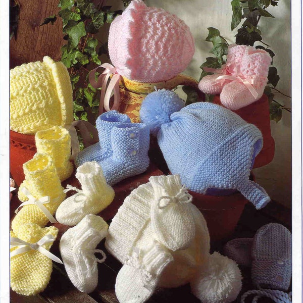 Premature Preemie Newborn Baby Hats  Mitts & Bootees 4 Designs ~ DK Knitting Pattern PDF Instant download Premature -12 months