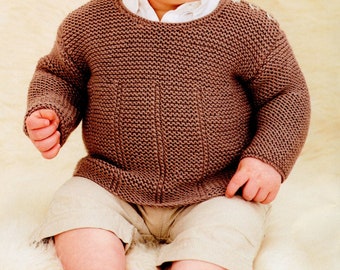 Baby Boy's Gansey style V neck sweater- Round Neck & Blanket, 0-6, 6-12M, 1-2y, 2-3y DK 8 PLy Knitting Pattern Download PDF