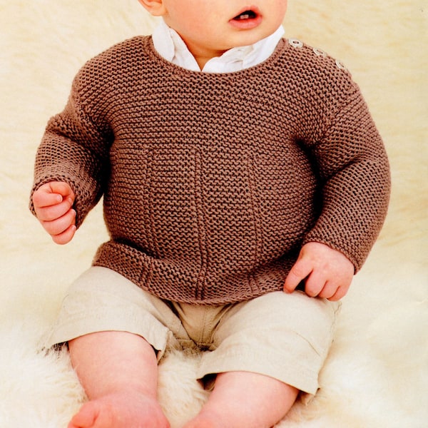 Baby Boy's Gansey style V neck sweater- Round Neck & Blanket, 0-6, 6-12M, 1-2y, 2-3y DK 8 PLy Knitting Pattern Download PDF