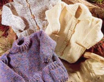 Child's Easy hooded Super bulky/ Super Chunky Jacket - Cardigan & Jumper  Knitting Pattern Download PDF