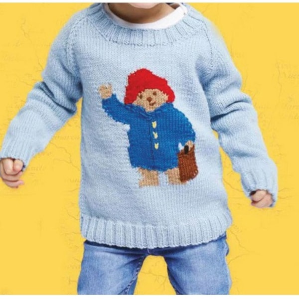 Easy Girls Boys Paddington Motif Sweater Jumper Beginner 2 - 10 Years DK Knitting Pattern PDF Instant download