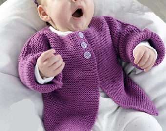 Easy Beginner Baby Child's Jacket Cardigan Garter Stitch 20" - 28" ~ DK 8 Ply Yarn Knitting Pattern PDF Downloadable pattern