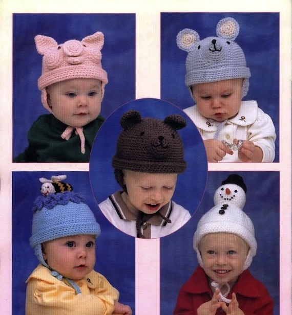 Baby Children's Novelty Crochet Hats Styles, Bee, Mouse, Pig