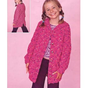 Childrens Duffle Coat Jacket Hooded Hood Tassel Pockets Back Vent Boys Girls ~ 22 - 32&quot;~ Chunky 12 Ply Knitting Pattern Digital pdf Download