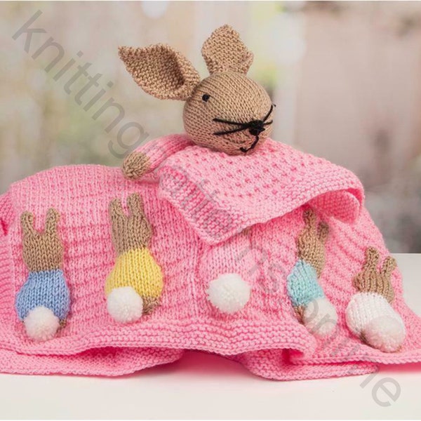 Baby Bunny Comforter Lovey & Bunny Blanket ~ DK Knitting Pattern PDF Instant download