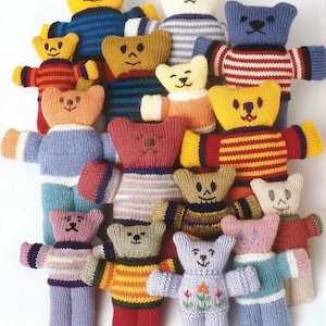 Vintage Teddy Bear Toys- Easy Knit for Beginners - PDF Knitting Pattern Height 17cm & 26cm  In DK ( 8ply ) Download PDF