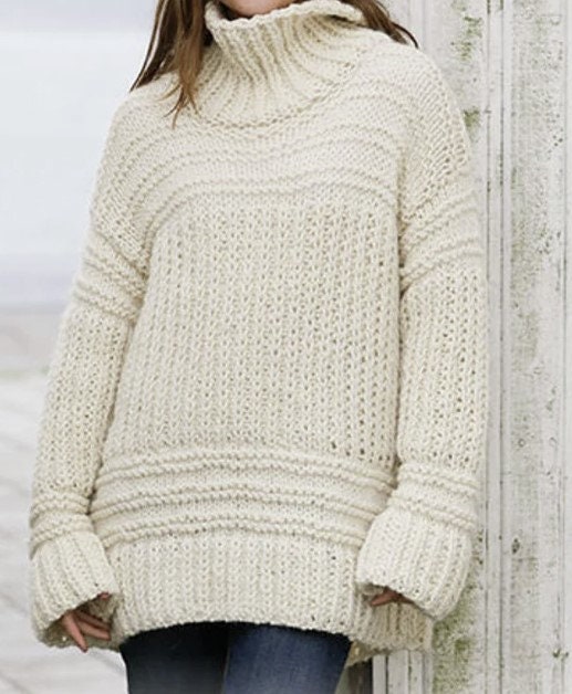 Easy Sweater Knitting Pattern- Super Chunky Womans Pullover Downloadable  PDF Sizes Small-3 XL - Etsy