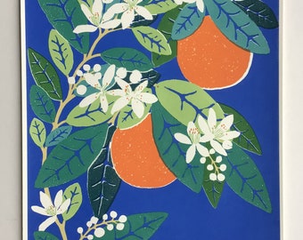 Oranges - limited edition silk screen print by Liza Saunders