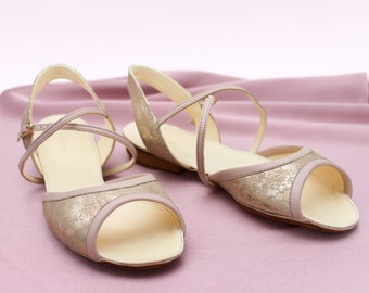 Rose and Ricky dance shoes "marbled gold"