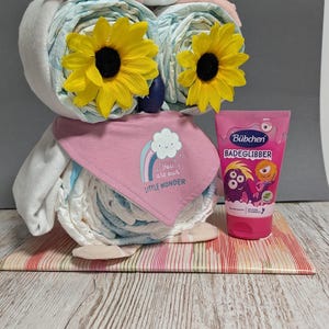 Diaper cake diaper owl girl, personalizable pink