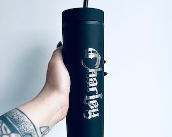Personalised Gothic Matte Black Tumbler