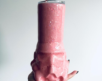 Vaso con purpurina de soldado rosa