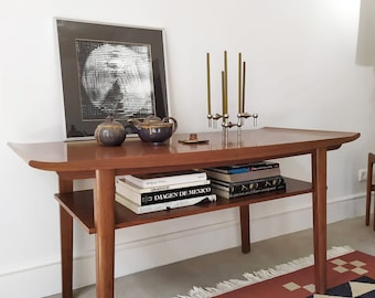 Mid Century Danish Teak Coffee Table with Magazine Shelf