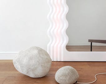 Set of 2 Mid-Century Moon Rock Lamps by André Cazenave for Singleton, Italy, 1960s | Dorra Model | Carrara Marble Dust Sculptural