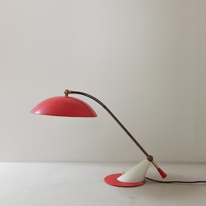 Rare 50er Jahre Tischlampe selten Messing rot Midcentury
