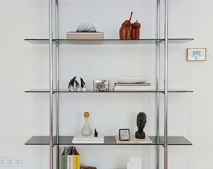 Glass Shelf - Vintage Room Divider in Bauhaus Style With Smoky Glass ...