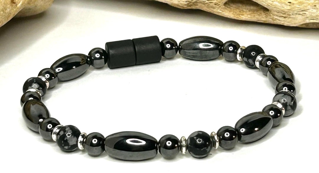 Therapy Bracelet, Snowflake Obsidian Bracelet Men