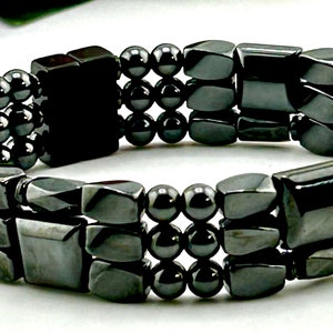 Triple Strength Magnetic Therapy Bracelet, Black Triple Hematite Magnetic Bracelet, Men/Women Hematite Magnetic Bracelet