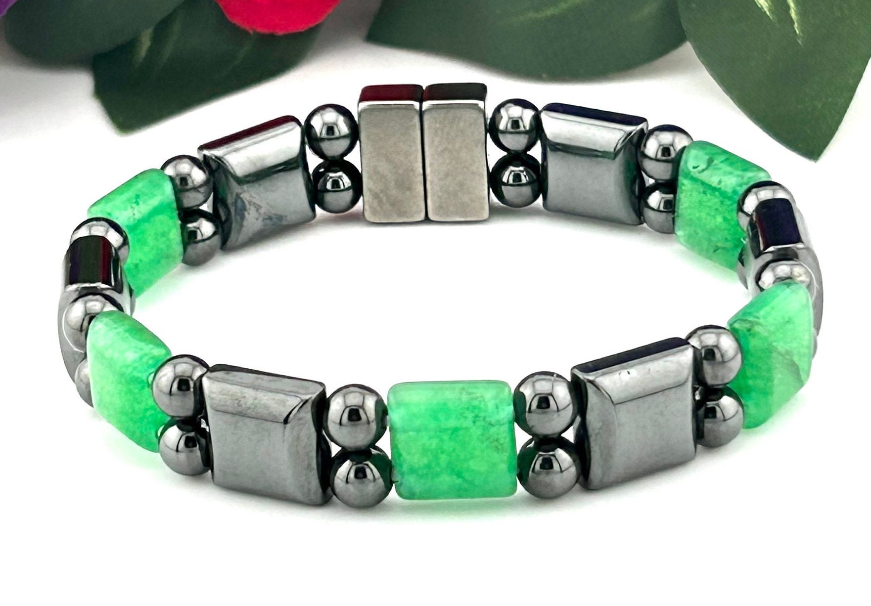 Double Green Jade Therapy Bracelet, for Men and Women
