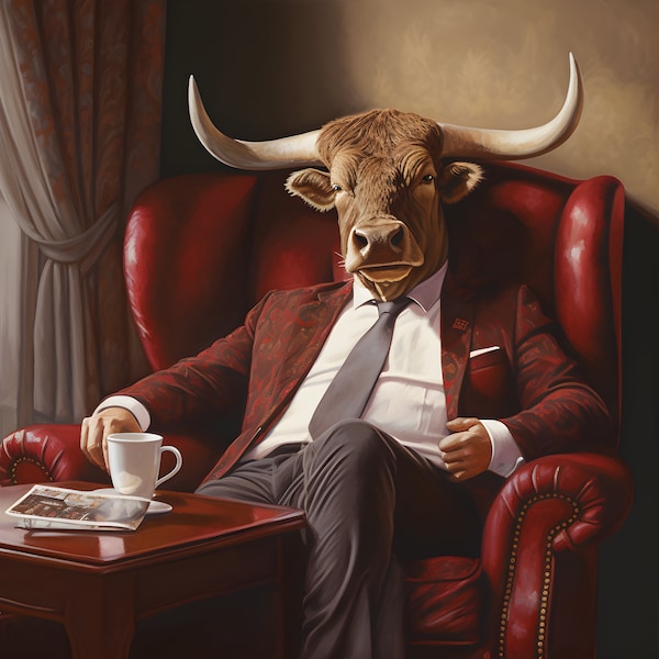 Bull Market Coffee Break: Wall Art for Traders, Stock Market Canvas Prints, Bullish Decor for Coffee Lovers