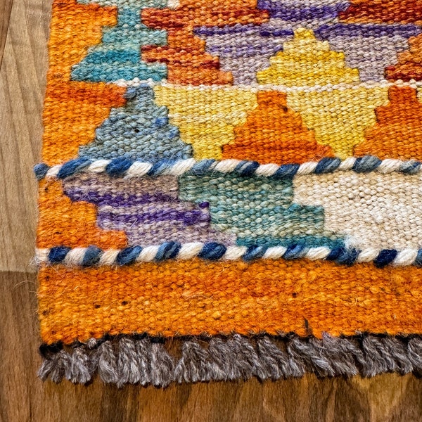 Tapis Kilim Afghan (100 % laine + couleurs végétales teints + fait main)