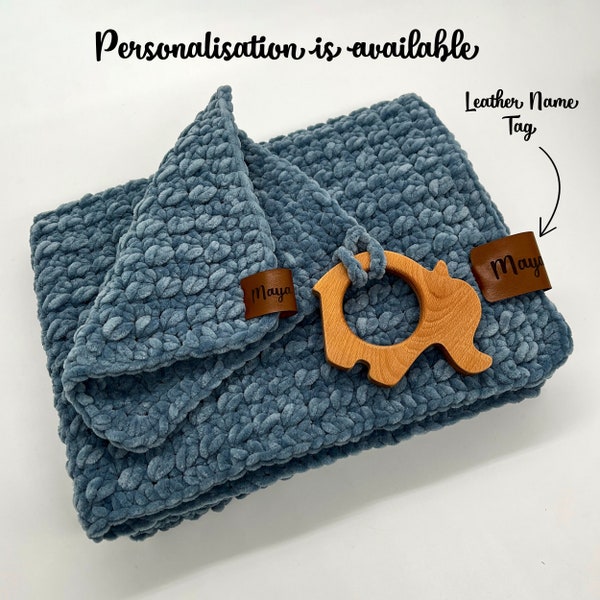 Personalized Crochet BABY BLANKET and COMFORTER Handmade - warm soft yarn newborn gift babyshower gift