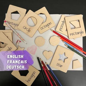 Montessori Shape Stencils - Early Montessori Geometry Tool - Back to School - Homeschool Resources Montessori Inspired Educational Toys
