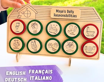 Montessori Toddler Kids Daily Planner | Kids Chore Chart with Visual Schedule | Responsibility Chart for Daily Routines | 15 Pcs of Tokens
